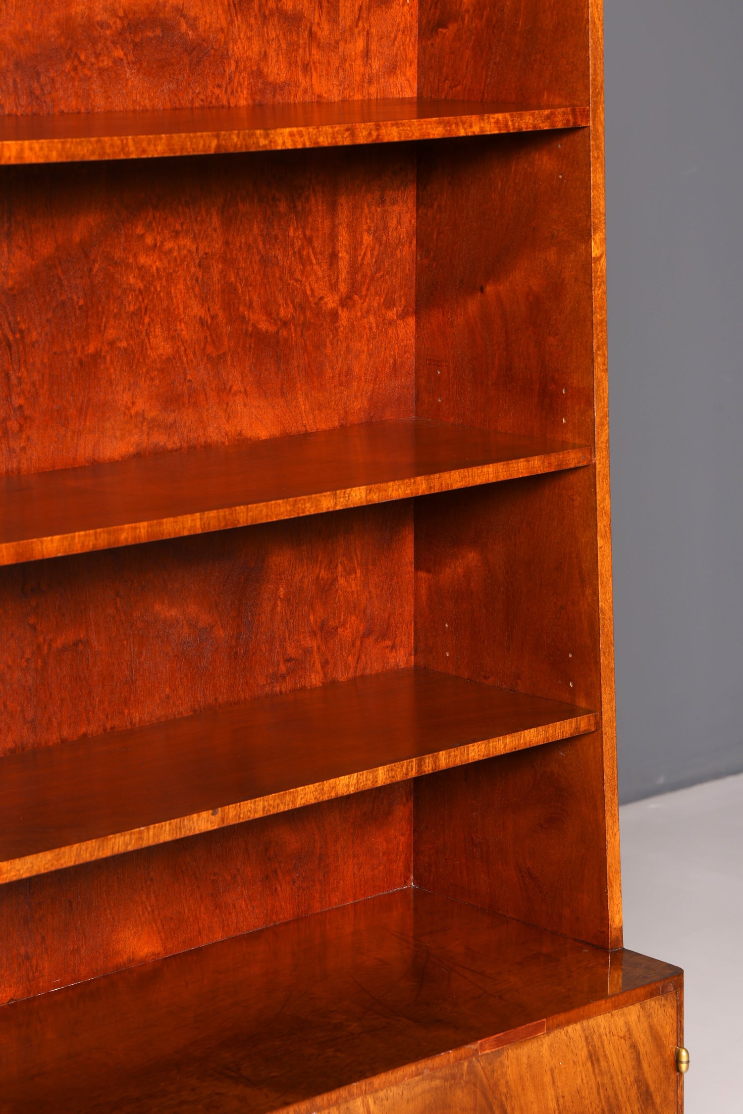 Simple mid-century bookcase, Danish design shelving cabinet, walnut, vintage retro 1960s wood