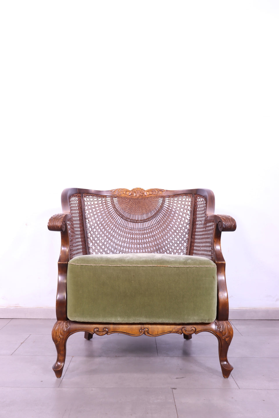 Traumhafter Chippendale Sessel Antik Stil Relax Sessel Samt Stoff