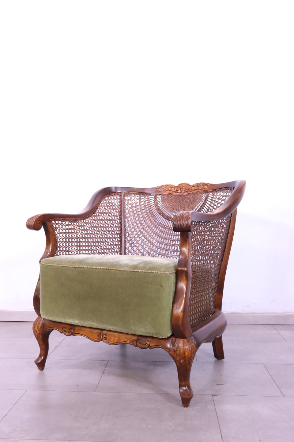 Traumhafter Chippendale Sessel Antik Stil Relax Sessel Samt Stoff