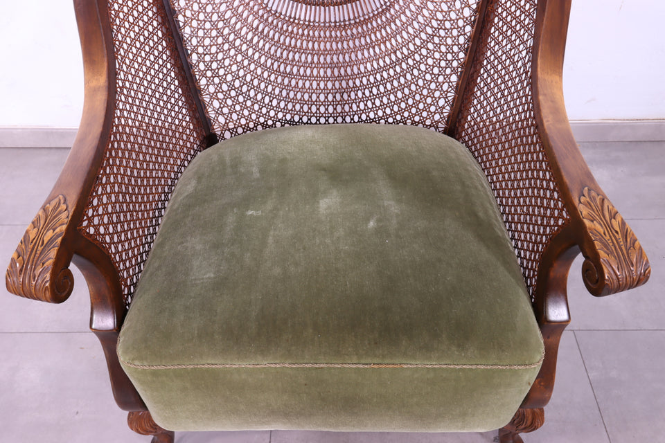 Traumhafter Chippendale Sessel Antik Stil Relax Sessel Samt Stoff