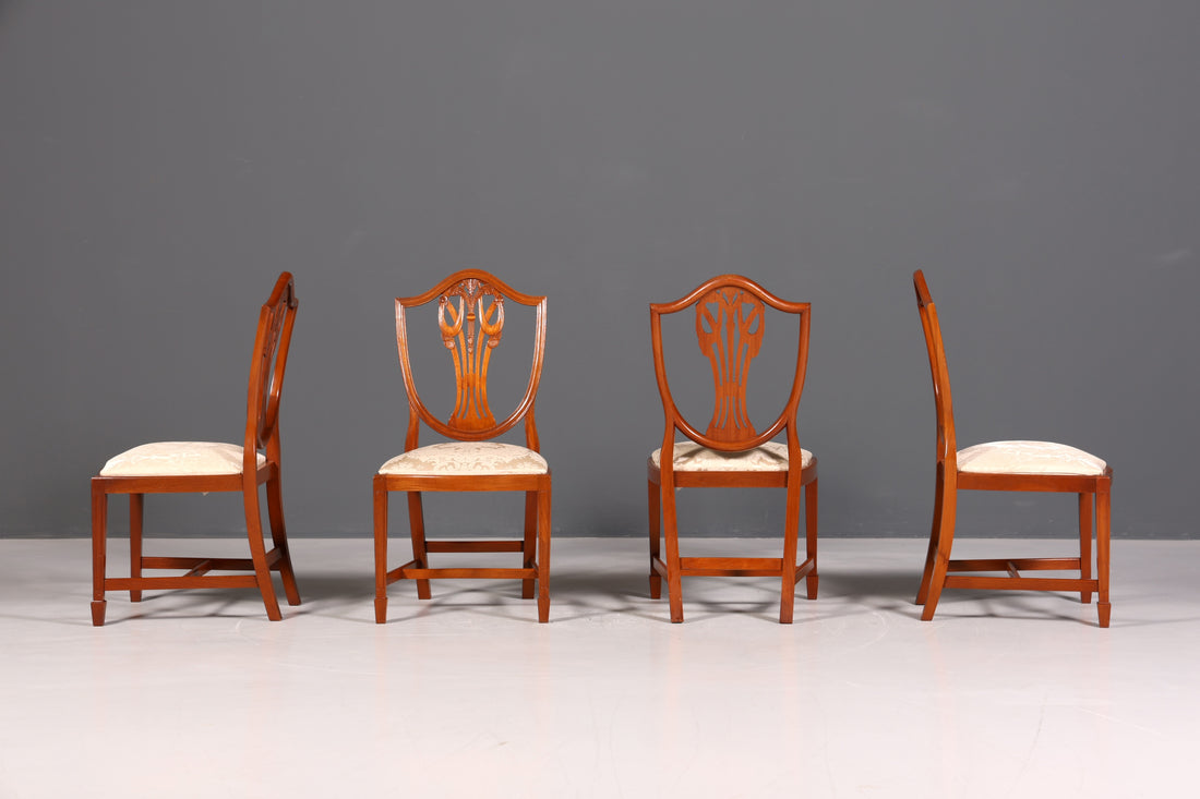 4x Wunderschöne Englische Stühle Hepplewhite Stuhl Set Antik Sekretär Stühle Polsterstühle Küchenstühle
