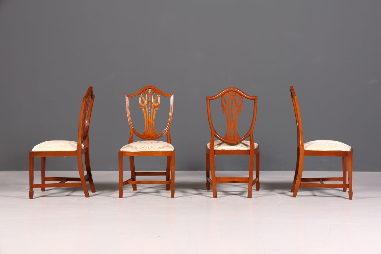 4x Wunderschöne Englische Stühle Hepplewhite Stuhl Set Antik Sekretär Stühle Polsterstühle Küchenstühle