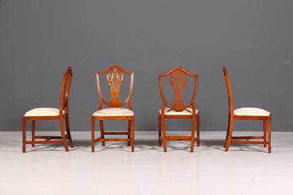 4x Wunderschöne Englische Stühle Hepplewhite Stuhl Set Antik Sekretär Stühle Polsterstühle Küchenstühle