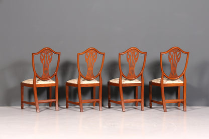 4x Wunderschöne Englische Stühle Hepplewhite Stuhl Set Antik Sekretär Stühle Polsterstühle Küchenstühle