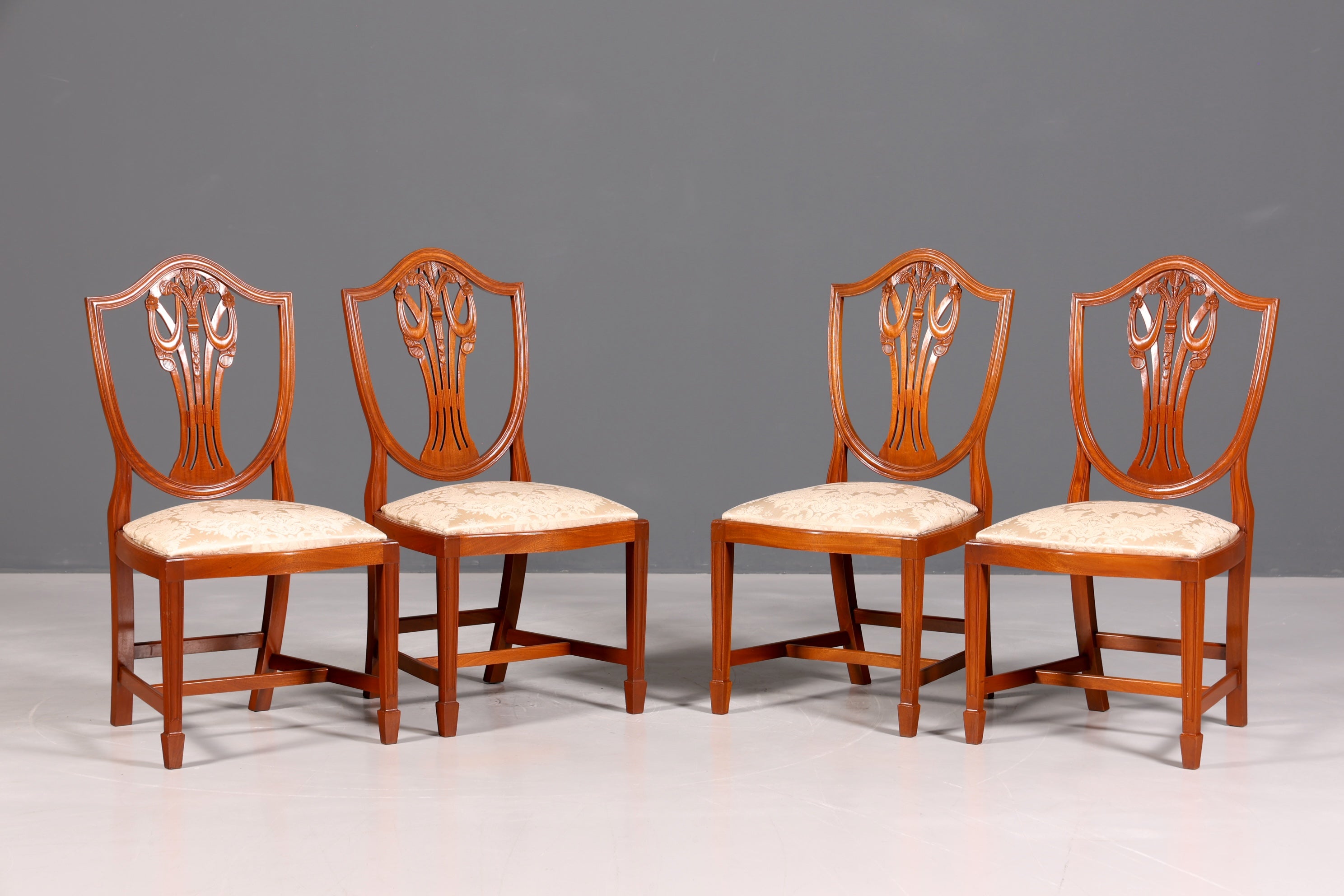 4x Wunderschöne Englische Stühle Hepplewhite Stuhl Set Antik Sekretär Stühle Polsterstühle Küchenstühle