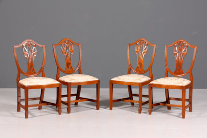 4x Wunderschöne Englische Stühle Hepplewhite Stuhl Set Antik Sekretär Stühle Polsterstühle Küchenstühle