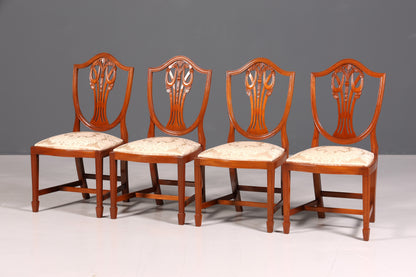4x Wunderschöne Englische Stühle Hepplewhite Stuhl Set Antik Sekretär Stühle Polsterstühle Küchenstühle