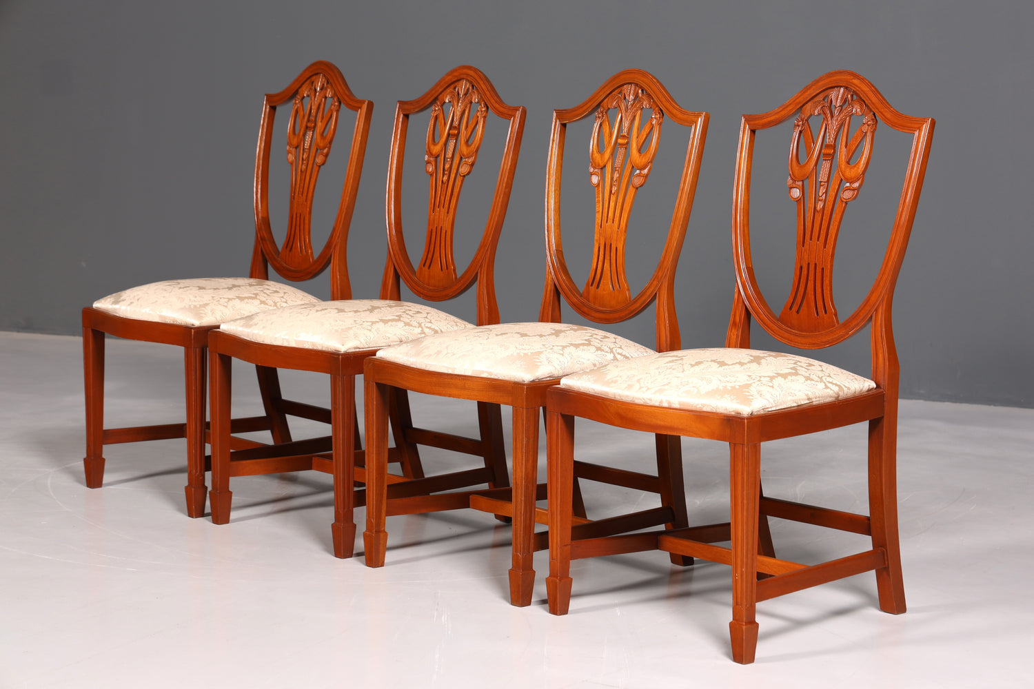 4x Wunderschöne Englische Stühle Hepplewhite Stuhl Set Antik Sekretär Stühle Polsterstühle Küchenstühle