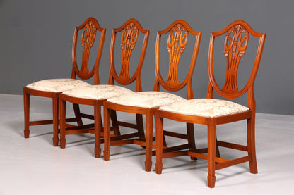 4x Wunderschöne Englische Stühle Hepplewhite Stuhl Set Antik Sekretär Stühle Polsterstühle Küchenstühle