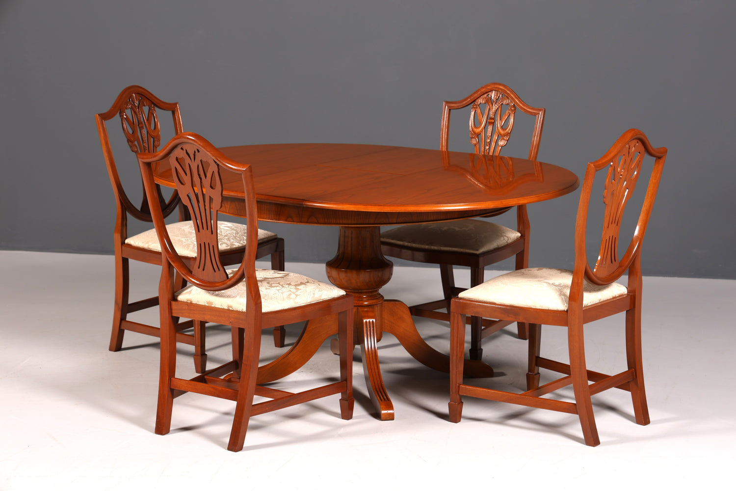 4x Wunderschöne Englische Stühle Hepplewhite Stuhl Set Antik Sekretär Stühle Polsterstühle Küchenstühle