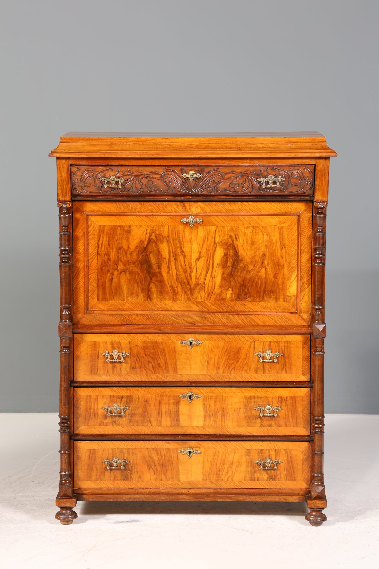 Wunderschöner Gründerzeit Sekretär Vertiko Highboard Jugendstil Kommode Schrank um 1880