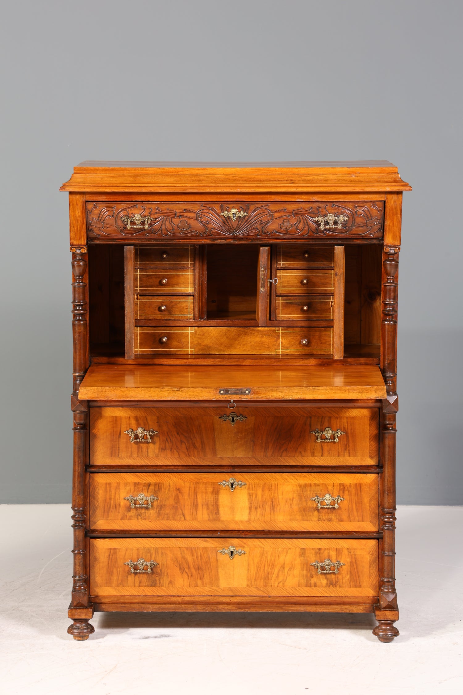 Wunderschöner Gründerzeit Sekretär Vertiko Highboard Jugendstil Kommode Schrank um 1880