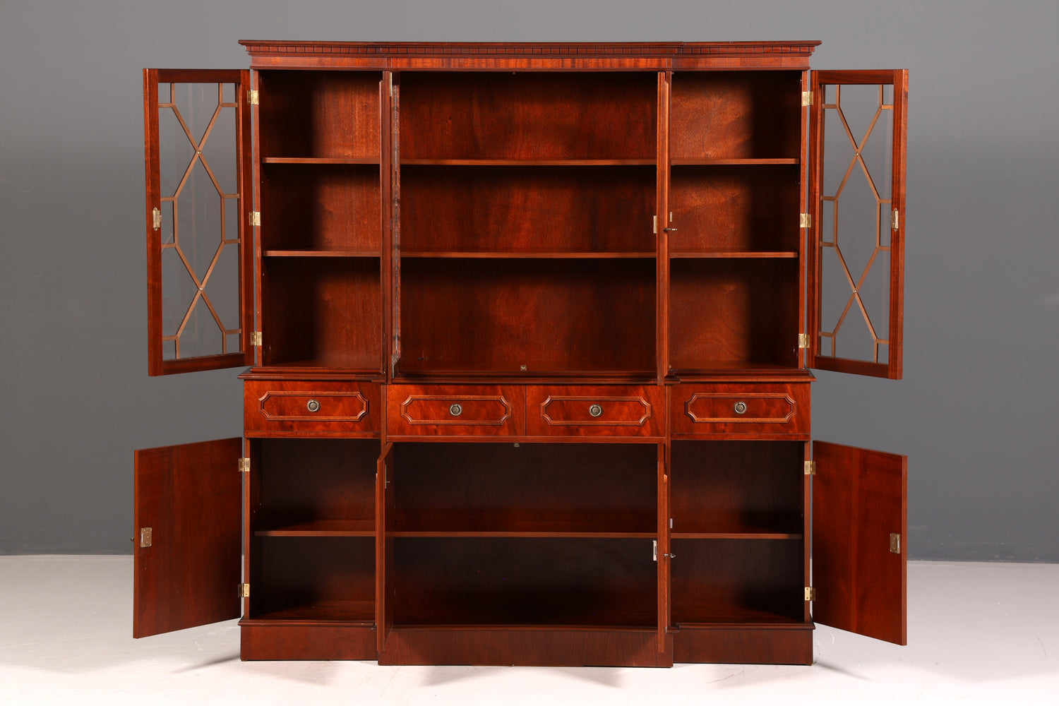 Beeindruckende Englische Vitrine Bibliothek Bücherschrank Glasvitrine Buffet Schrank Echt Holz Antik Vintage