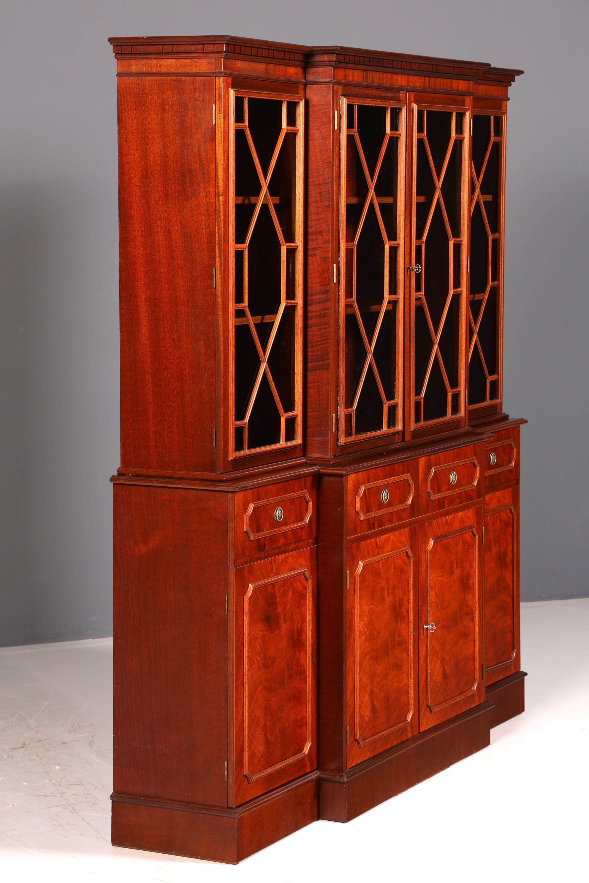 Beeindruckende Englische Vitrine Bibliothek Bücherschrank Glasvitrine Buffet Schrank Echt Holz Antik Vintage