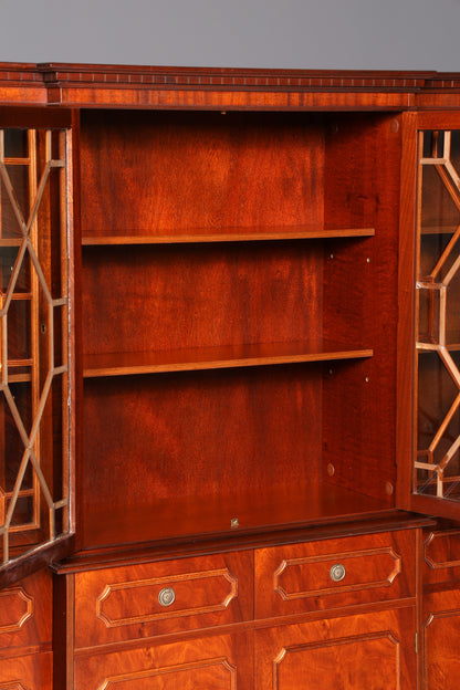 Beeindruckende Englische Vitrine Bibliothek Bücherschrank Glasvitrine Buffet Schrank Echt Holz Antik Vintage