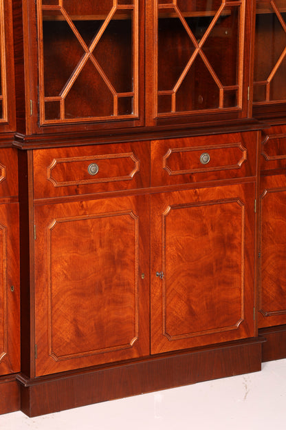 Beeindruckende Englische Vitrine Bibliothek Bücherschrank Glasvitrine Buffet Schrank Echt Holz Antik Vintage