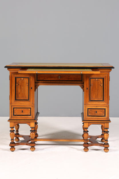 Traumhafter Gründerzeit Schreibtisch Jugendstil Eiche Bürotisch echt Leder Antik Office Desk