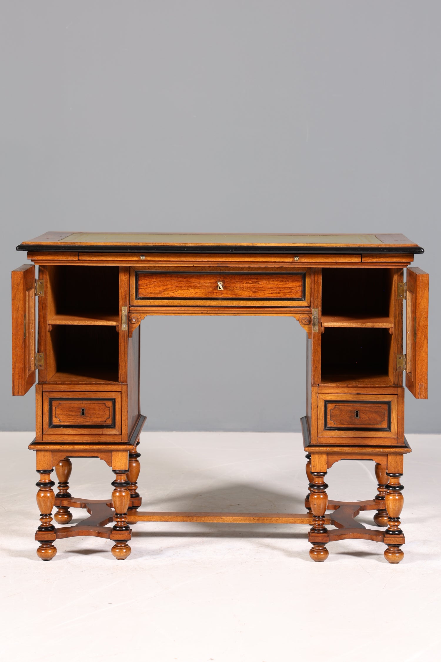 Traumhafter Gründerzeit Schreibtisch Jugendstil Eiche Bürotisch echt Leder Antik Office Desk