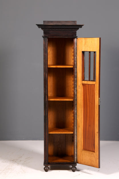Prachtvolle Jugendstil Vitrine Eiche Antiker Bücherschrank Geschirrschrank Glasvitrine Schrank Antik 2 von 2