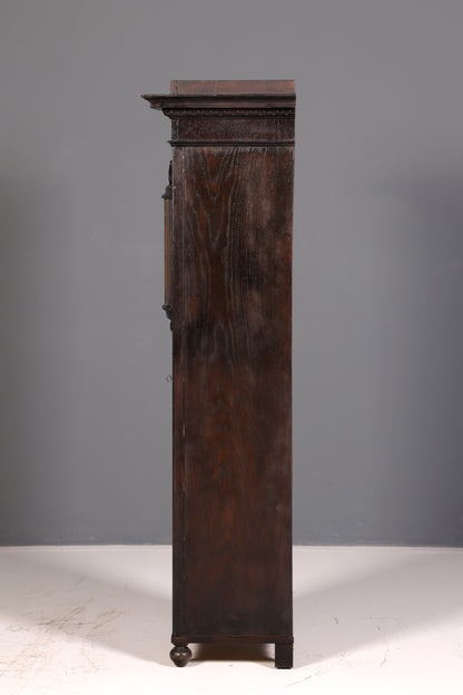 Prachtvolle Jugendstil Vitrine Eiche Antiker Bücherschrank Geschirrschrank Glasvitrine Schrank Antik 2 von 2