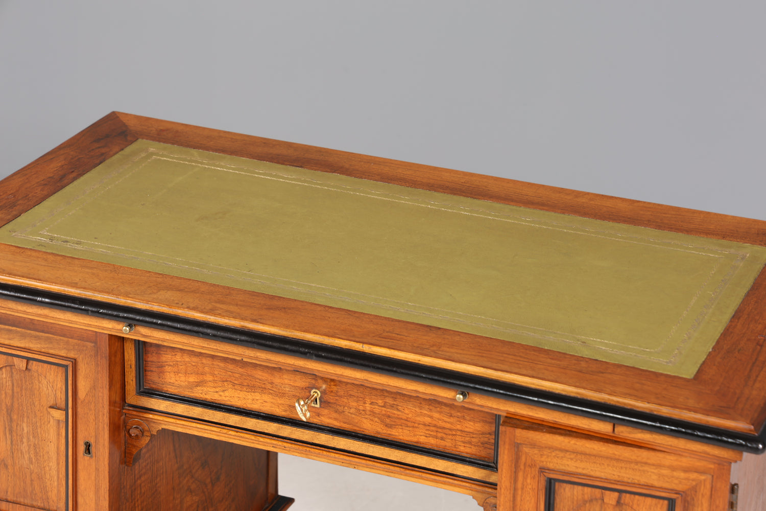 Traumhafter Gründerzeit Schreibtisch Jugendstil Eiche Bürotisch echt Leder Antik Office Desk