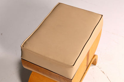 Wunderschöner Hocker im Art Deco Stil Birke Sitzhocker Fußhocker Fußbank Antik Vintage