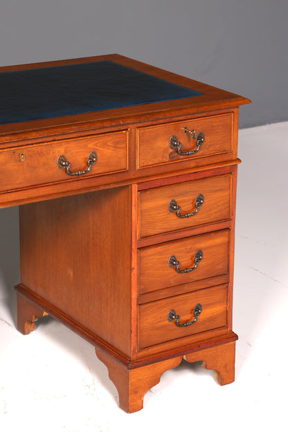 Wunderschöner Englischer Schreibtisch Kirschholz echt Lederauflage Bürotisch Office Desk Antik Vintage