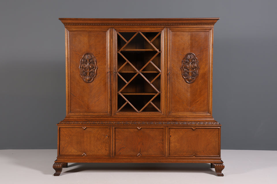 Wunderschöner Jugendstil Bücherschrank Antike Holz Vitrine um 1910