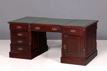 Wunderschöner Englischer Schreibtisch Mahagoni echt Lederauflage Bürotisch Partner Desk Office Desk Antik Vintage