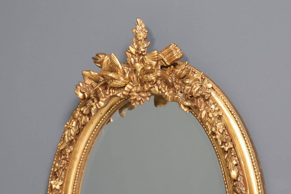 Ovaler Prunk Barock Stil Wandspiegel Ornamenten Gold Spiegel