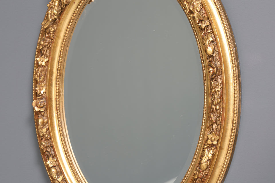 Ovaler Prunk Barock Stil Wandspiegel Ornamenten Gold Spiegel