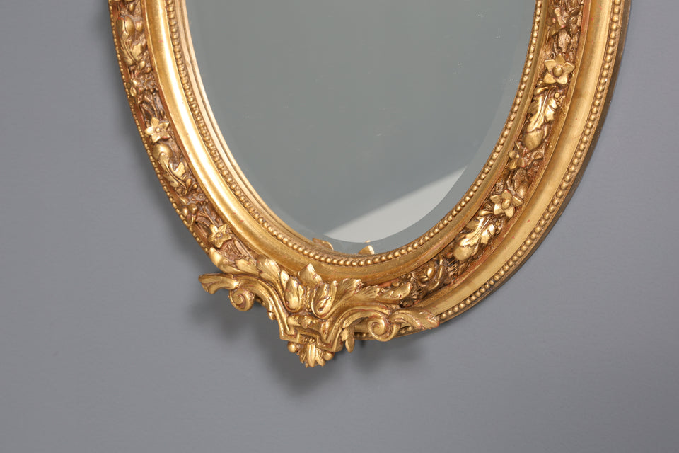 Ovaler Prunk Barock Stil Wandspiegel Ornamenten Gold Spiegel