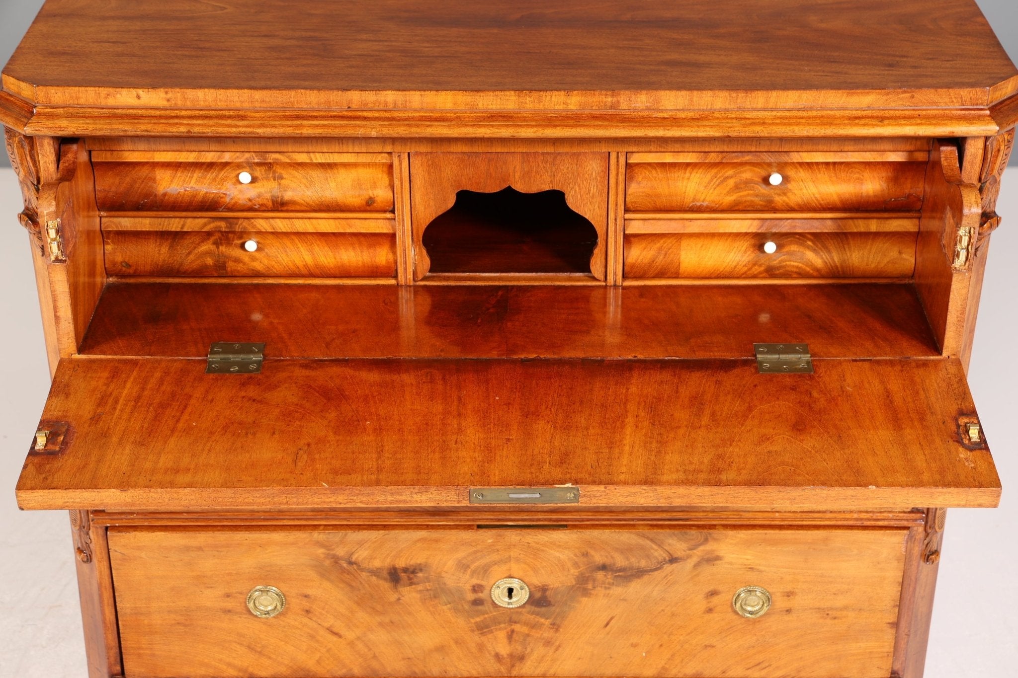 Beautiful Louis Philippe Secretary Vertiko Wilhelminian style walnut antique chest of drawers around 1880