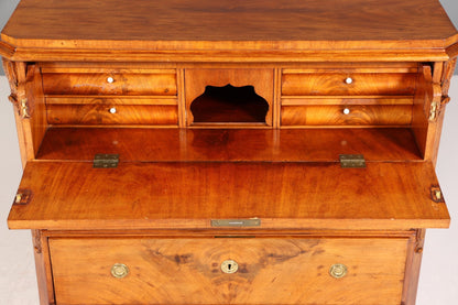 Beautiful Louis Philippe Secretary Vertiko Wilhelminian style walnut antique chest of drawers around 1880