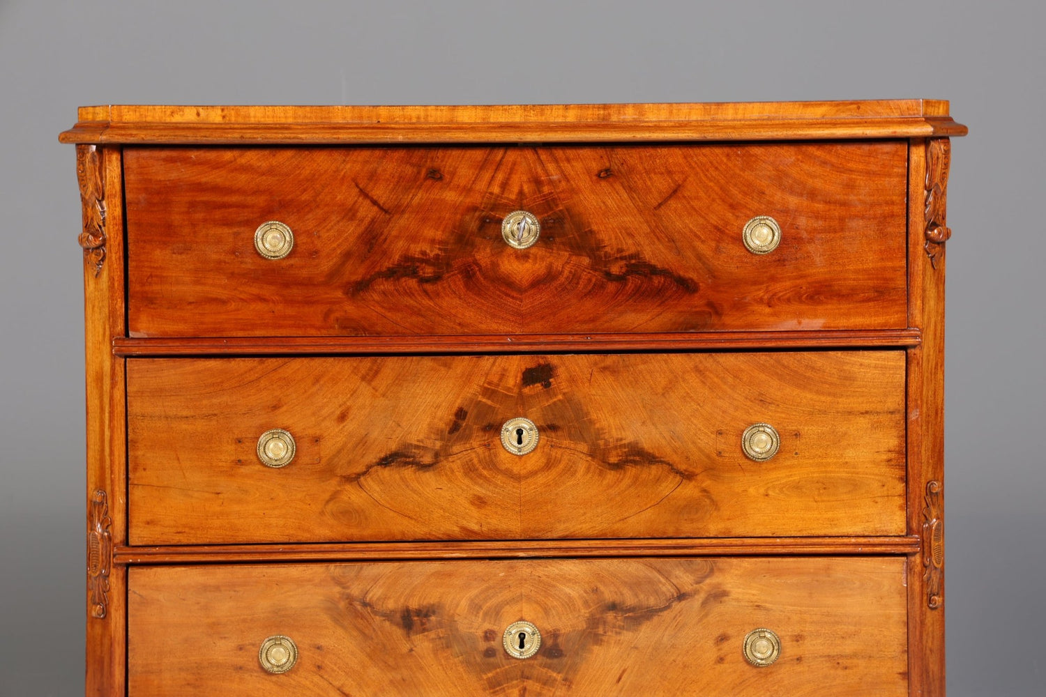 Beautiful Louis Philippe Secretary Vertiko Wilhelminian style walnut antique chest of drawers around 1880