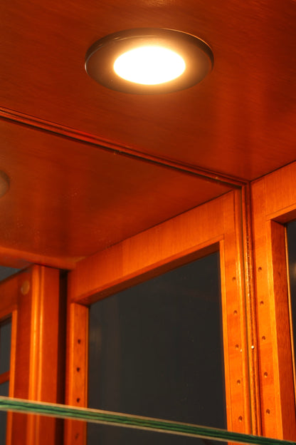 Wunderschöne Original Heldense Vitrine Englische Eibe Bücherschrank Glasvitrine mit Beleuchtung Antik