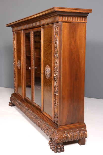 Traumhafter XXL Neorenaissance Bücherschrank Vitrine Antik Gründerzeit Buffet Schrank Regal Kanzlei