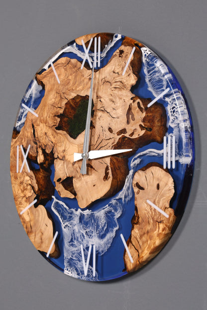 Beeindruckende Handgefertigte Epoxidharz Uhr Olivenbaum Wanduhr Epoxy Analog Uhr