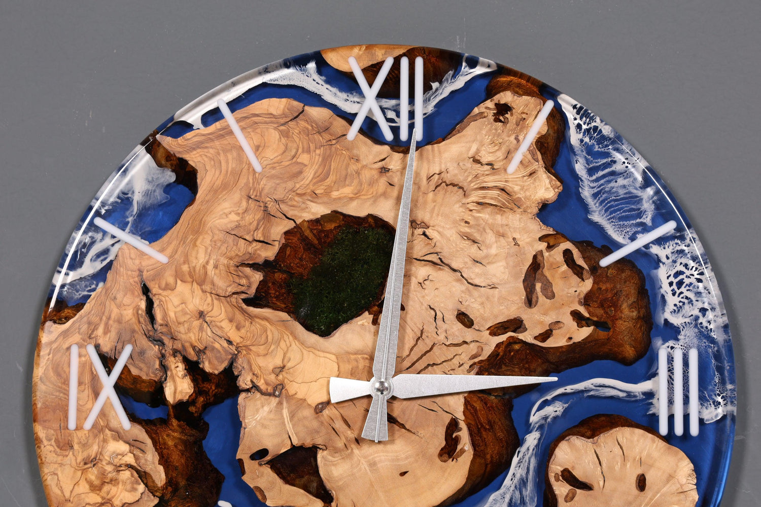 Beeindruckende Handgefertigte Epoxidharz Uhr Olivenbaum Wanduhr Epoxy Analog Uhr