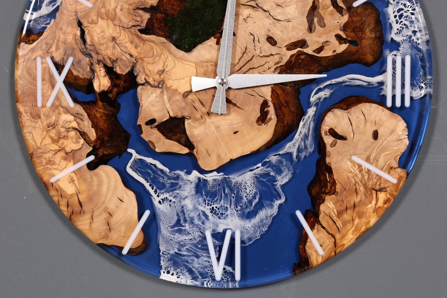 Beeindruckende Handgefertigte Epoxidharz Uhr Olivenbaum Wanduhr Epoxy Analog Uhr