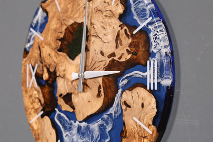 Beeindruckende Handgefertigte Epoxidharz Uhr Olivenbaum Wanduhr Epoxy Analog Uhr