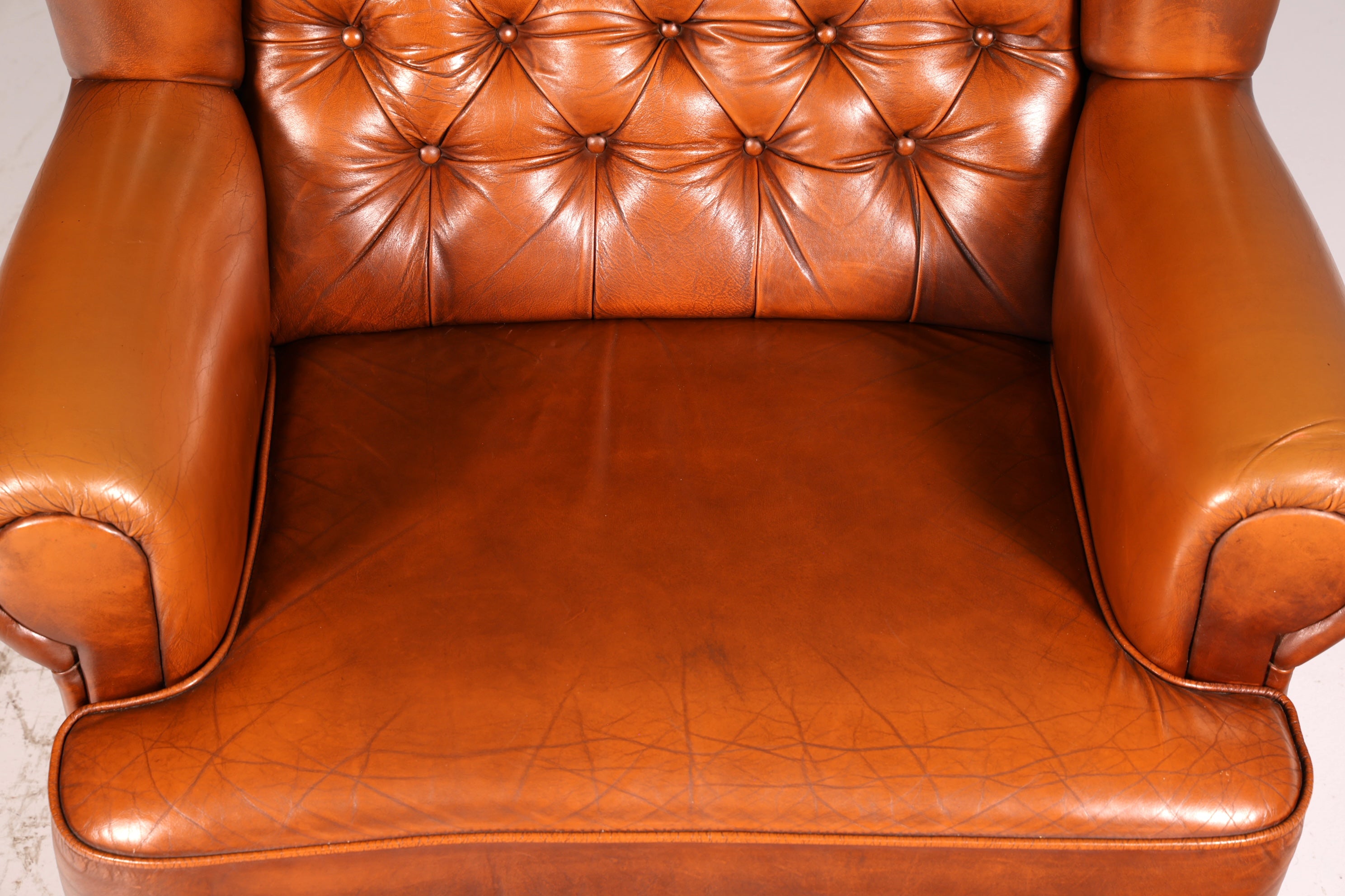 Stilvoller Original Chesterfield Sessel Englischer Armlehnsessel Cognac Echt Leder Herrensessel 1 von 2