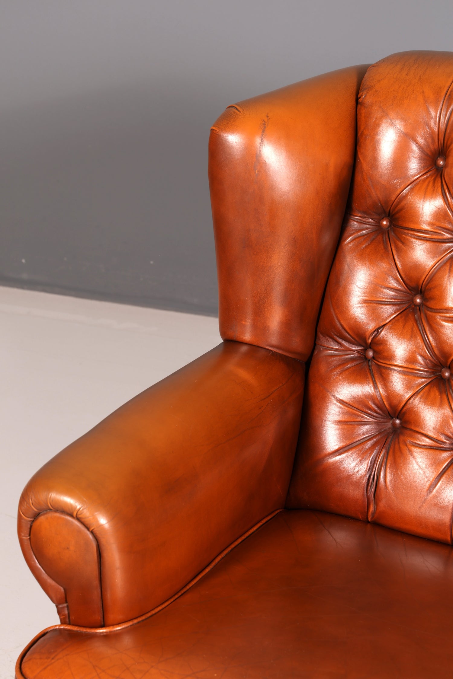 Wunderschönes Original Chesterfield Sofa 3-Sitzer Echt Leder Cognac Couch Englisch Ledersofa Vintage