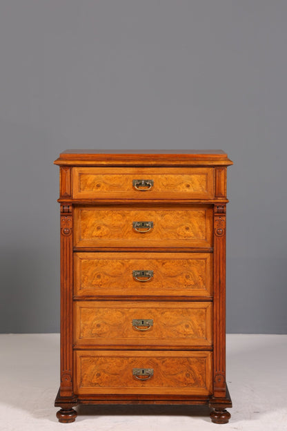 Edle Gründerzeit Kommode Louis Philippe Vertiko Nussbaum Sideboard um 1880 Schubladenkommode
