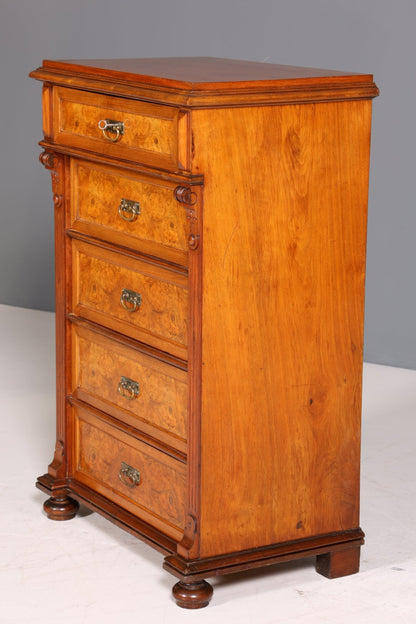 Edle Gründerzeit Kommode Louis Philippe Vertiko Nussbaum Sideboard um 1880 Schubladenkommode