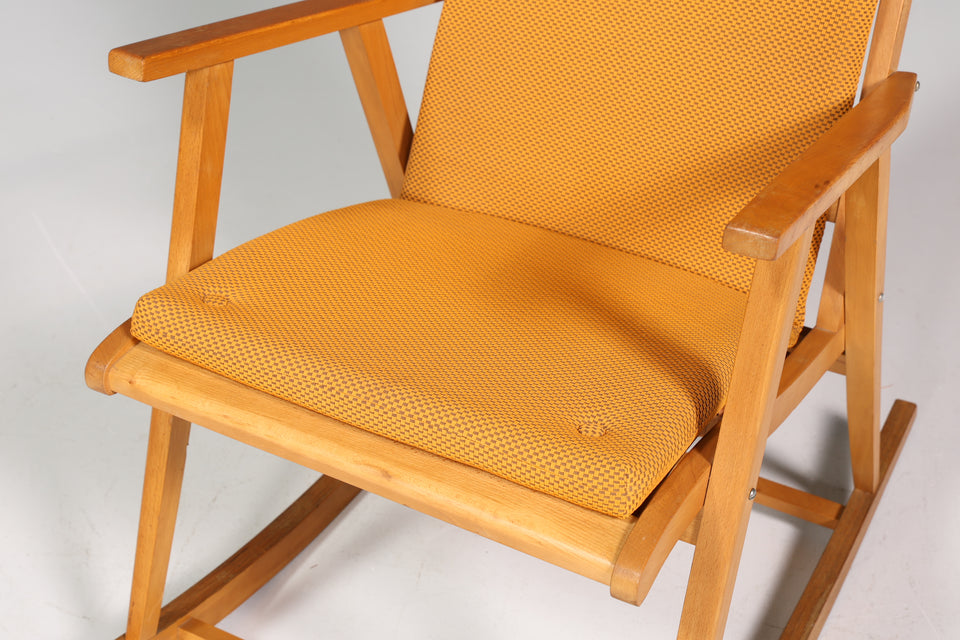 Original Hellerau Schaukelstuhl Mid Century Retro Wippstuhl VEB