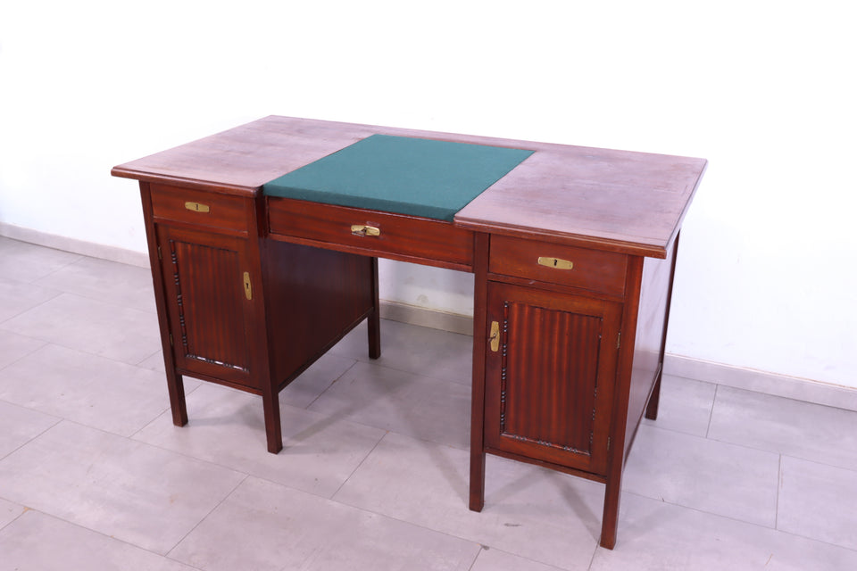 Edler Jugendstil Schreibtisch Gründerzeit Filz Holz Desk Antik