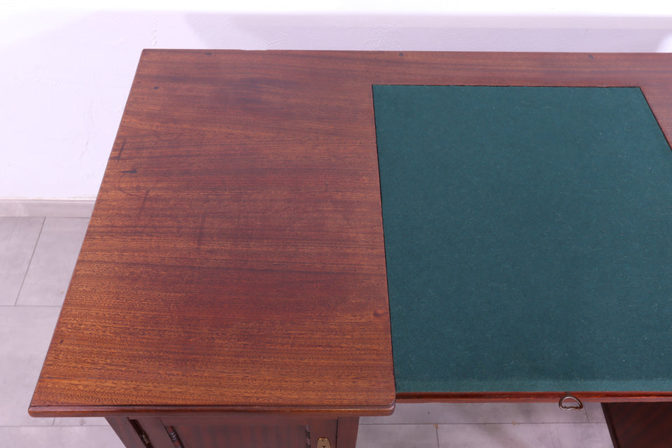 Edler Jugendstil Schreibtisch Gründerzeit Filz Holz Desk Antik