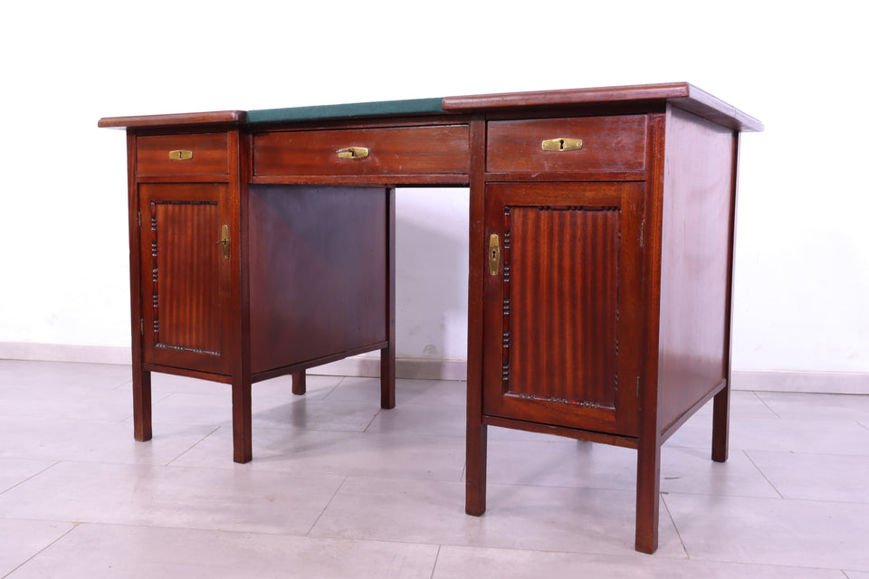 Edler Jugendstil Schreibtisch Gründerzeit Filz Holz Desk Antik
