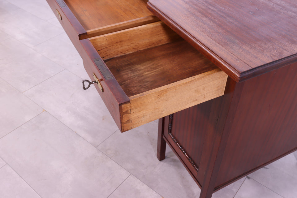 Edler Jugendstil Schreibtisch Gründerzeit Filz Holz Desk Antik
